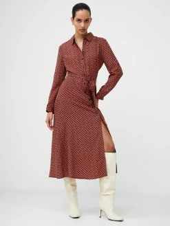 French Connection Abstract Belted Midi Shirt Dress