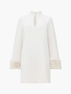 French Connection Whisper Ruth Faux Fur Trim Mini Dress 11 French Connection Whisper Ruth Faux Fur Trim Mini Dress -French Connection Shop 71VPL11 1copy
