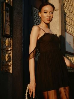 French Connection Alizee Mesh Night Out Maxi Dress