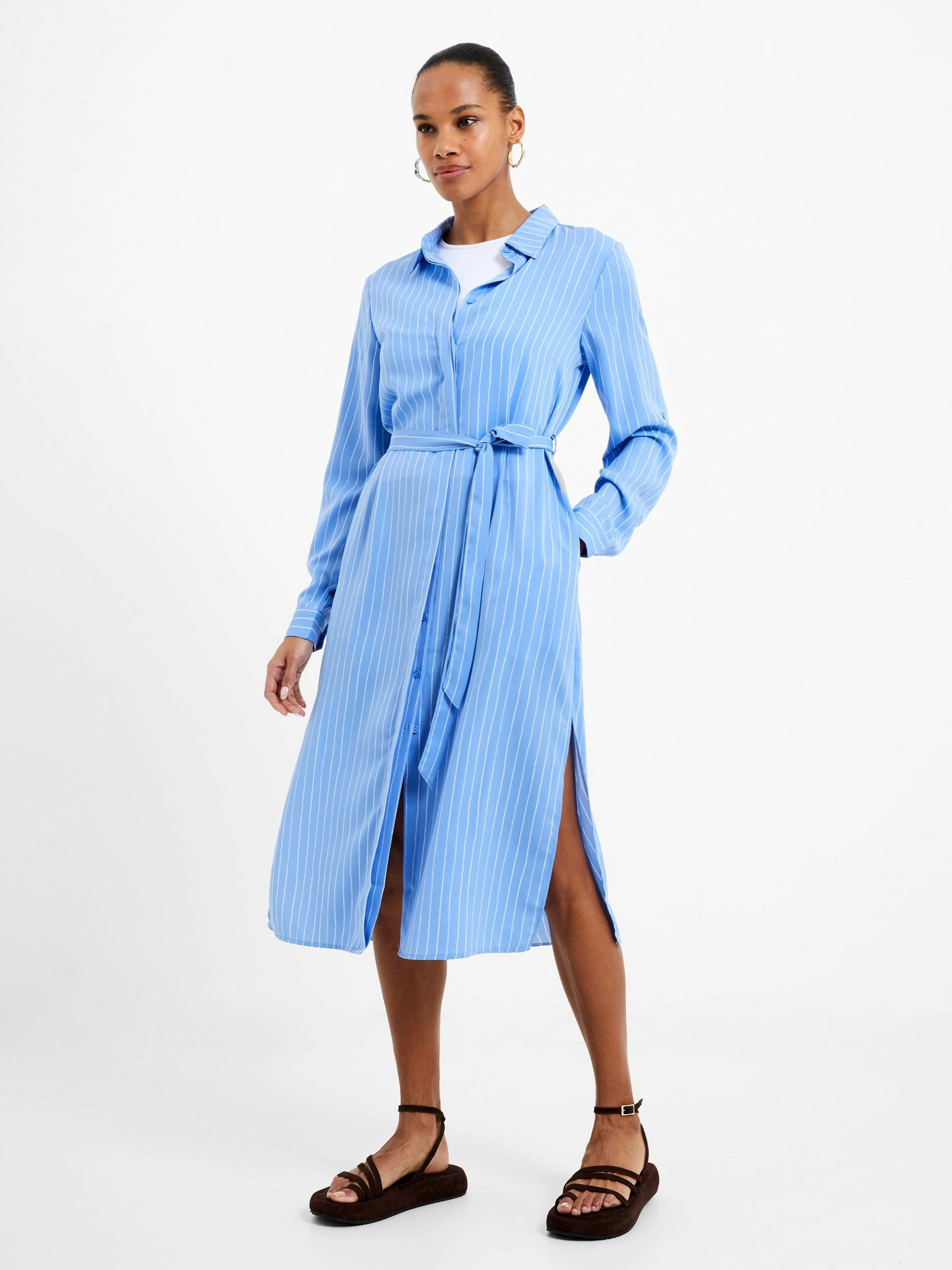 French Connection Pinstripe Button Through Shirt Dress 5 French Connection Pinstripe Button Through Shirt Dress - Image 3