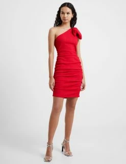 French Connection Sonya Ribbed Bow One Shoulder Dress