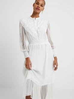 French Connection Abra Embroided Mesh Midi Dress