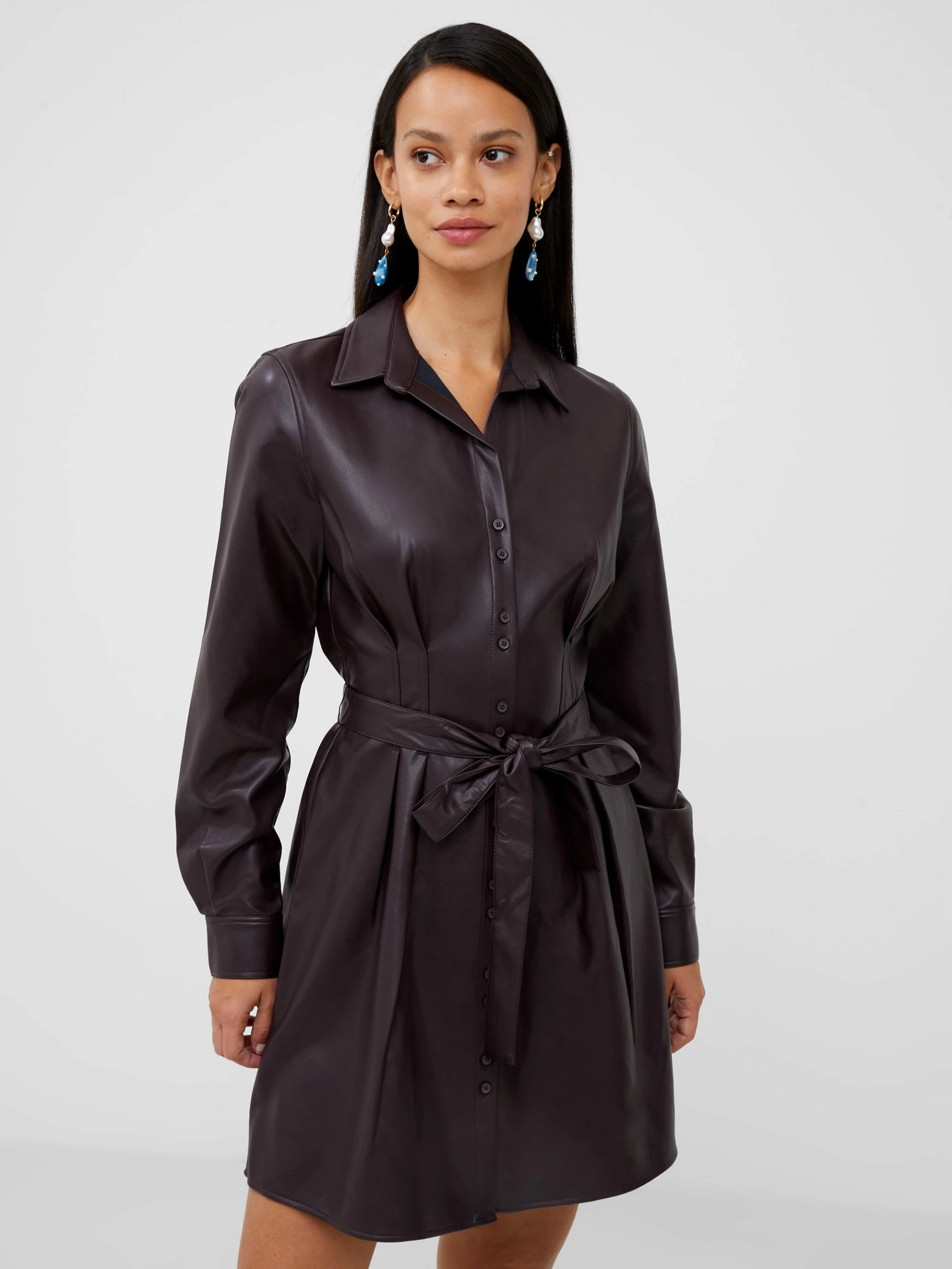French Connection Crolenda PU Belted Shirt Dress 3 French Connection Crolenda PU Belted Shirt Dress