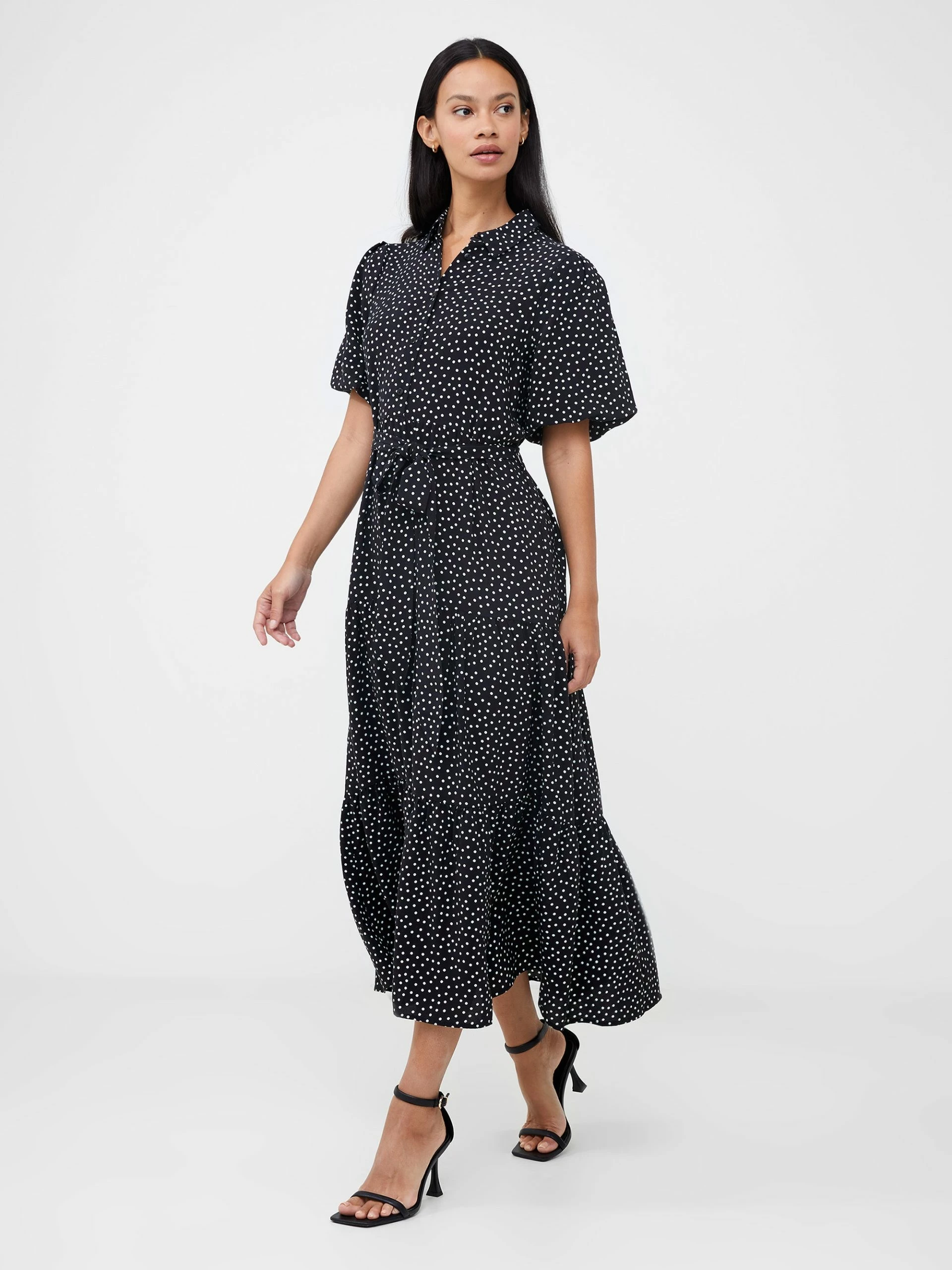French Connection Dotty Puff Sleeve Shirt Dress 3 French Connection Dotty Puff Sleeve Shirt Dress