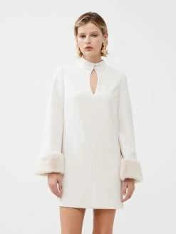 French Connection Whisper Ruth Faux Fur Trim Mini Dress