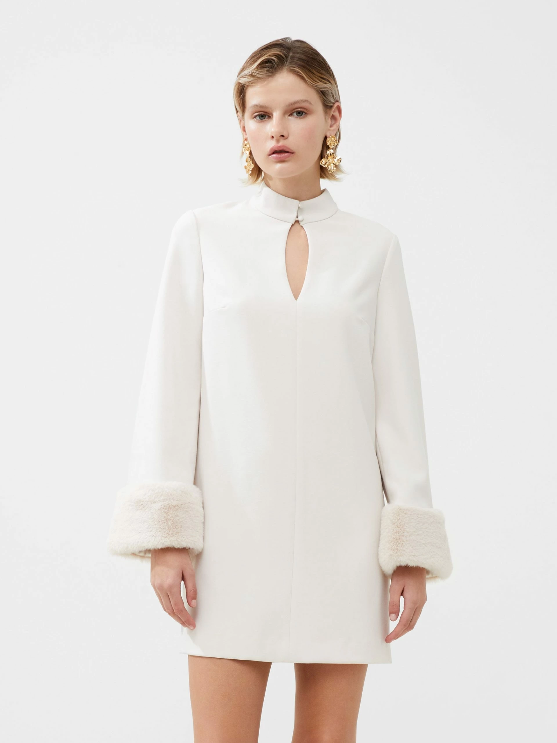 French Connection Whisper Ruth Faux Fur Trim Mini Dress 3 French Connection Whisper Ruth Faux Fur Trim Mini Dress