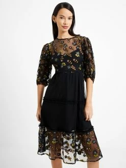 French Connection Camielle Embroidered Midi Dress